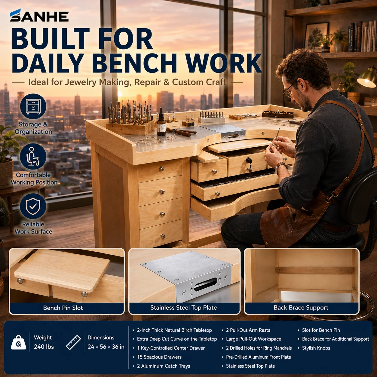 High Quality Goldsmith Tools Jewelry Workbench Easy to Operate Bench with Core Pump Component