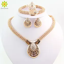 African Beads Jewelry Sets Collar Statement Necklace Earrings Bracelet Rings For Women CZ Crystal Wedding Party Accessories