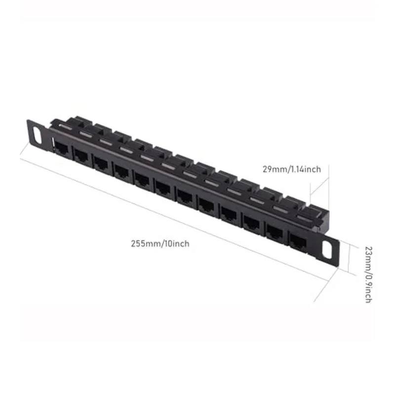 【Schlankes Design】Cat5e/Cat6-Kabel-Patchpanel, 12-Port-Netzwerk-Kabel-Organizer-Rack, ungeschirmt für Kabelmanagement
