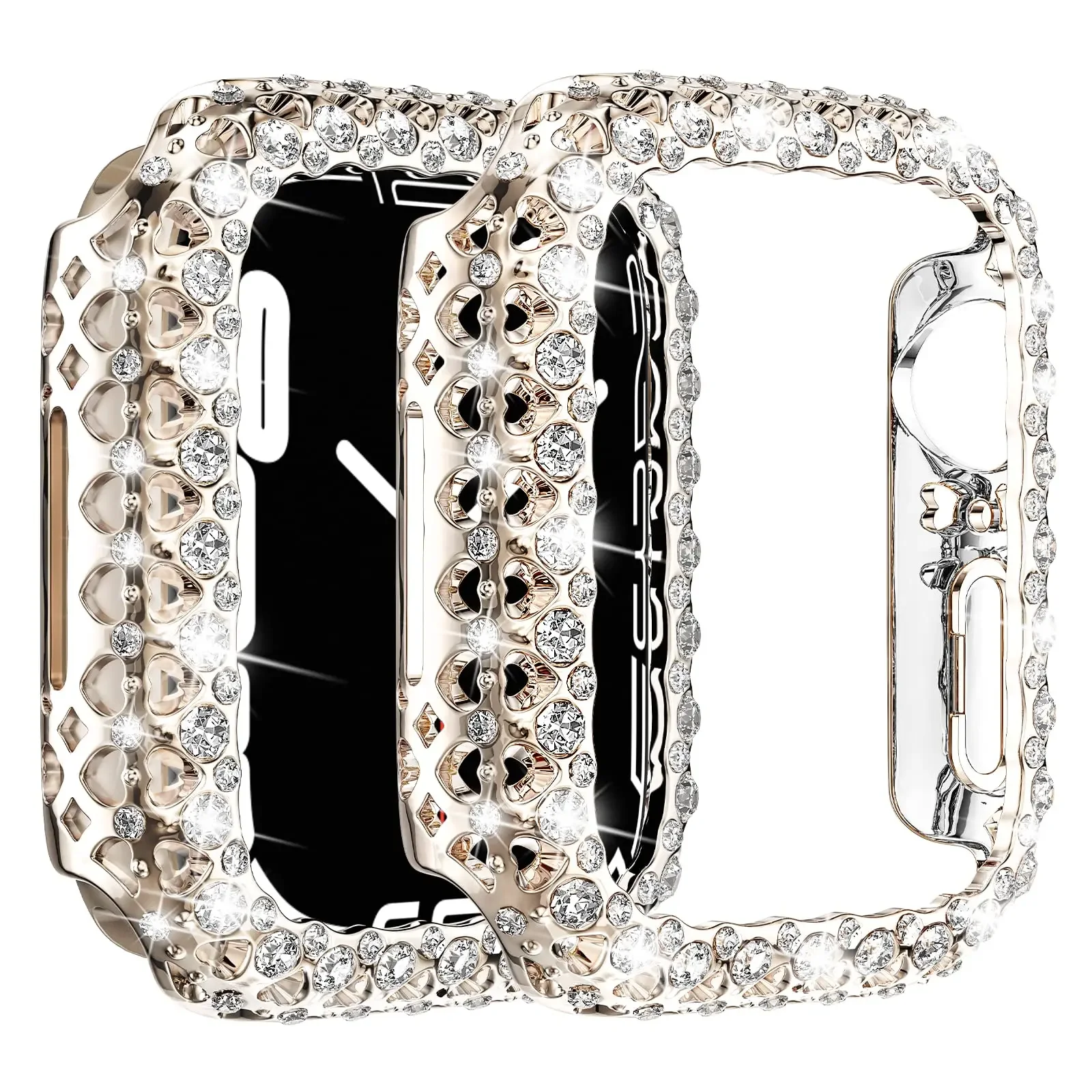 Coque de protection en cristal Bling pour Apple Watch, cadre PC dur, boîtier en diamant, 41mm, 45mm, IWatch Series 9, 8, 7, 41mm, 45mm