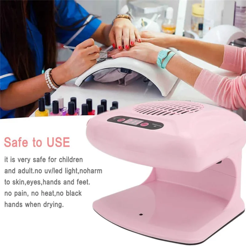 Nail Dryer For Regular Polish Professional Salon Nail Air Fan For Drying Art Gel Blower Manicure Tool Pink EU Plug-A54Q