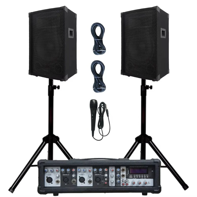 

Professional Audio 1000W 2X12"Subwoofer PA Speaker System TWS Karaoke Sets 4 Channel Powered Mixer Sound Box Bocina Parlant
