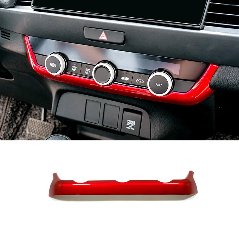 

For Honda Fit Jazz 2020 2021 ABS red carbon Car air conditioner Switch rotary panel Cover Trim LHD Car Styling Accessories