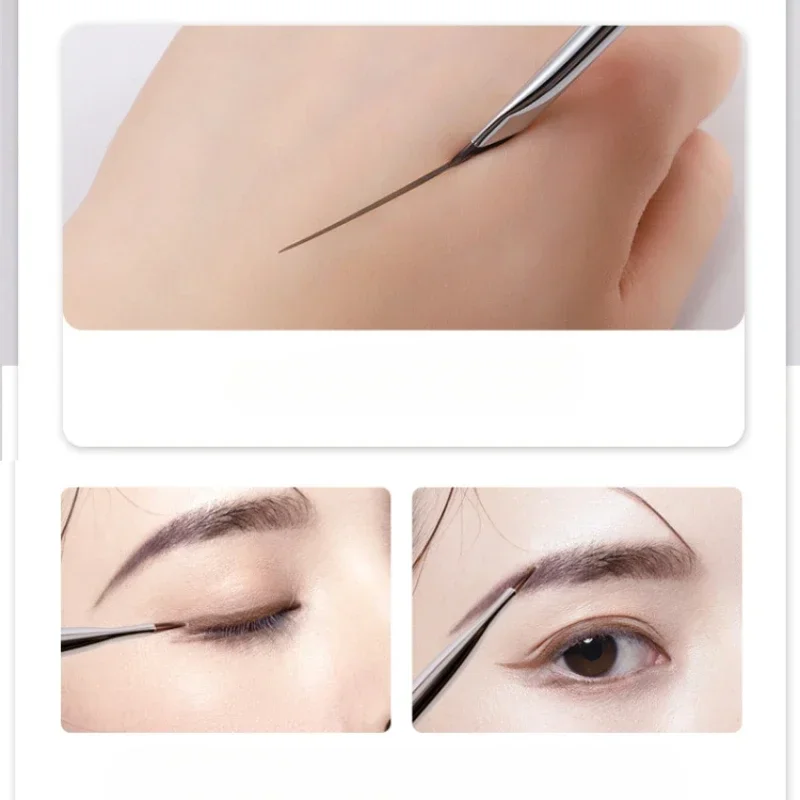 Pincel delineador de ojos con hoja mejorada, pincel plano para cejas de ángulo fino ultrafino debajo de los ojos, pincel de maquillaje, pinceles para detalles precisos