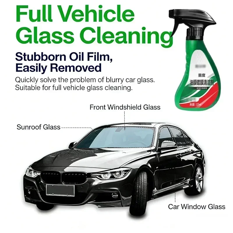 Car Glass Oil Film Remover, Non Water Hanging Cleaner Heavy Oil Film Remover, Concentrated Wiper Cleaner Precision Cleaner