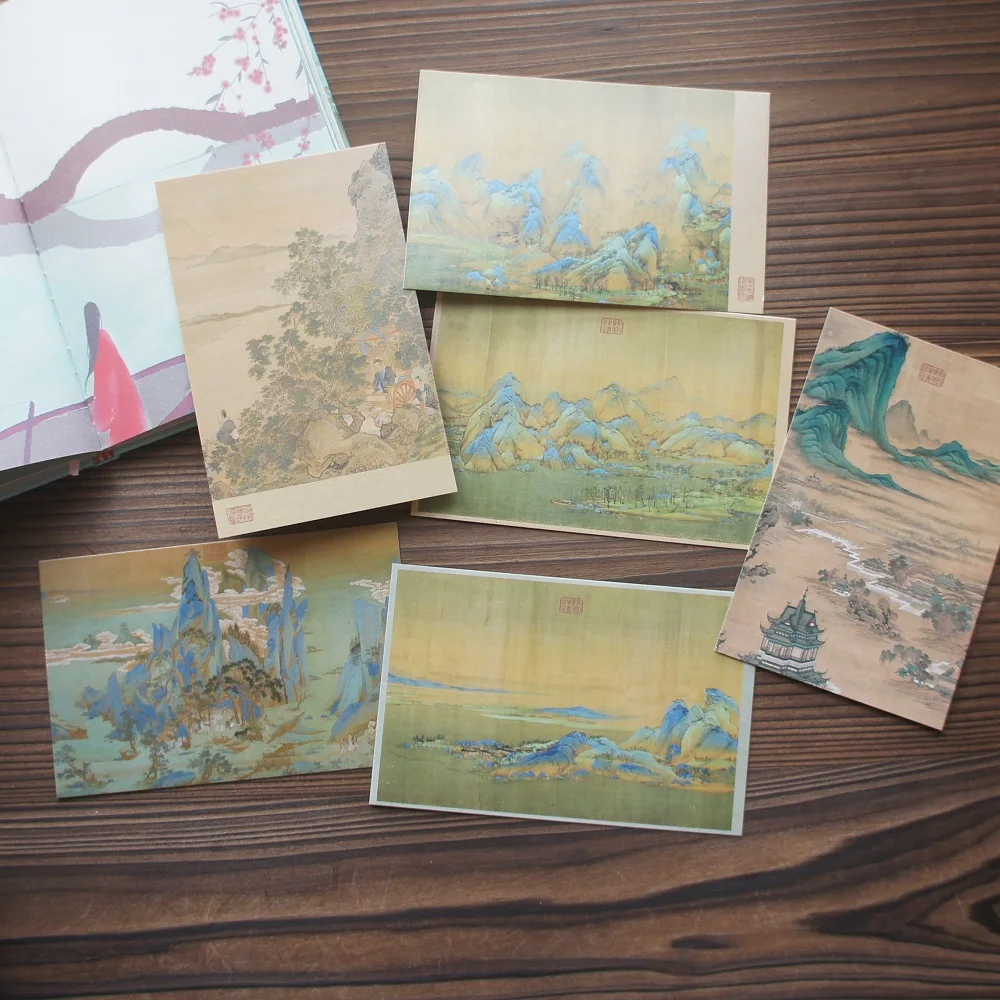 15pcs Famous Ancient Landscape Paintings In China Design As Post Card Gift Greeting Gift Card Party Invitation Scrapbooking Use