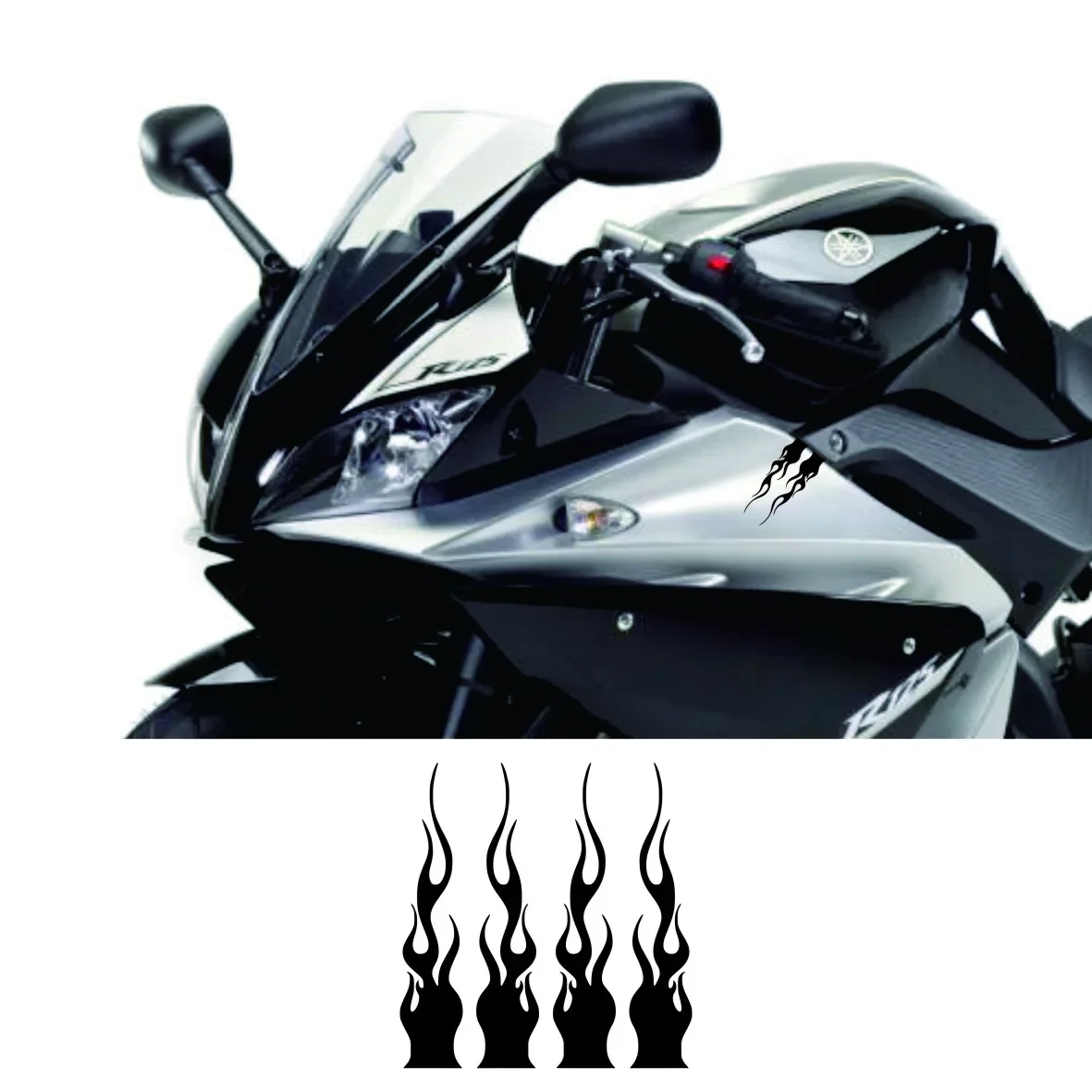 

4PCS Flame Reflective Motorcycle Stickers for Side Body Fuel Tank DIY Motorbike Helmet Sport Stripe Decor Vinyl Motocross Decals