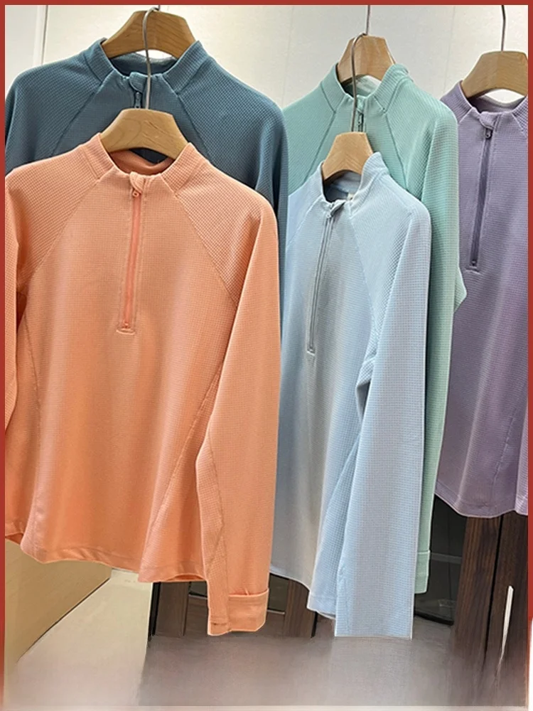 

Уличная женская футболка Long Sve Sweat ng f с открытым воротником, спортивная одежда для бега, полиэфирное волокно, застежка-молния