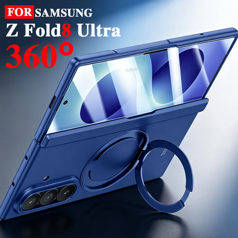 Matte Skin feel Stand Cases For Samsung Z Fold 8 Ultra 2026 Magnetic Flip Protection Glass Srceen Protector Holder Cover