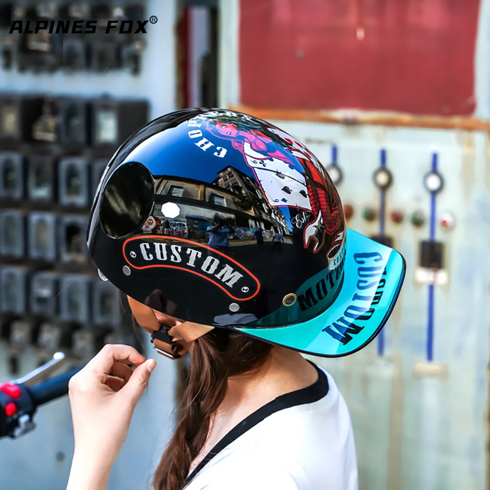 Retro skuter pół kask motocyklowy czapka z daszkiem bezpieczeństwa dla Harley Vintage rower elektryczny motocykl klasyczna moda kaski