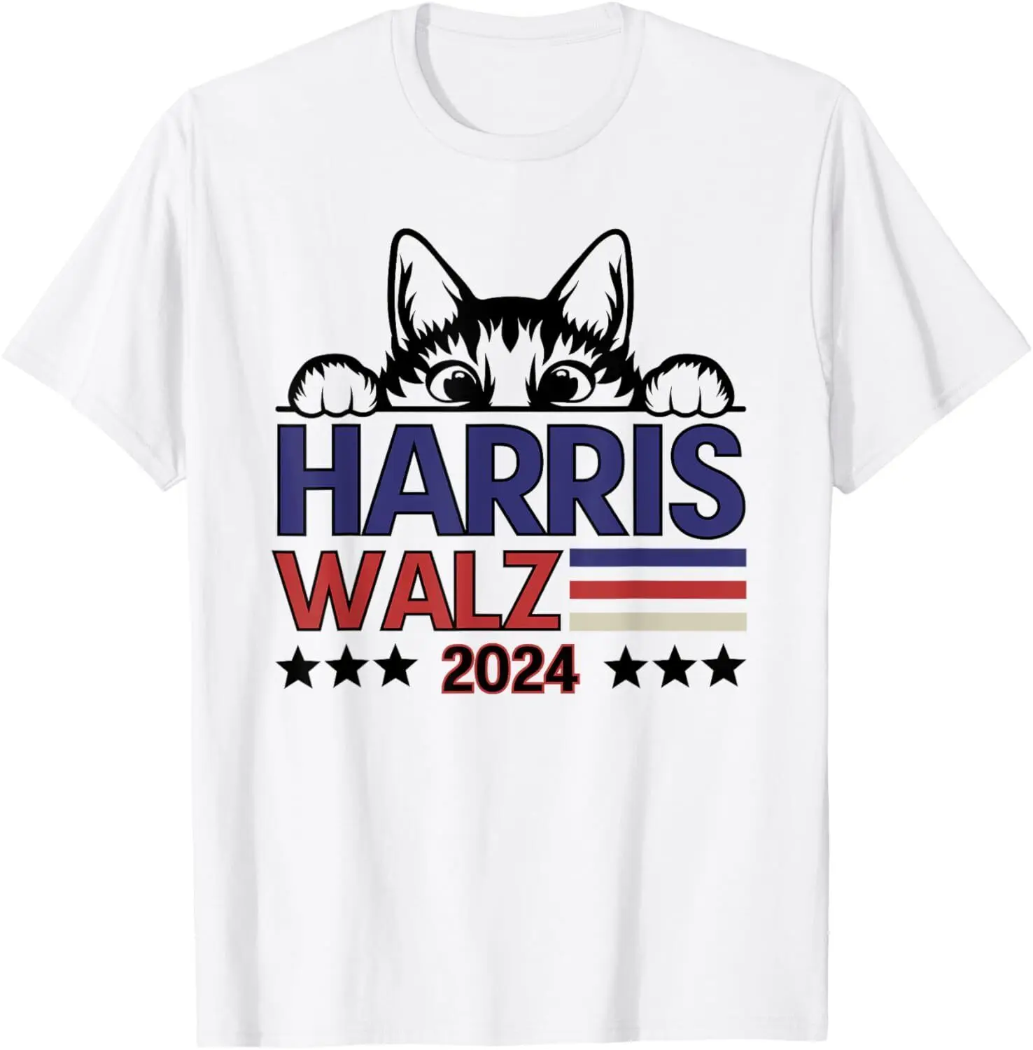 Harris Walz 2024 Funny Cat Election Kamala Harris Tim Waltz T-Shirt S-5XL