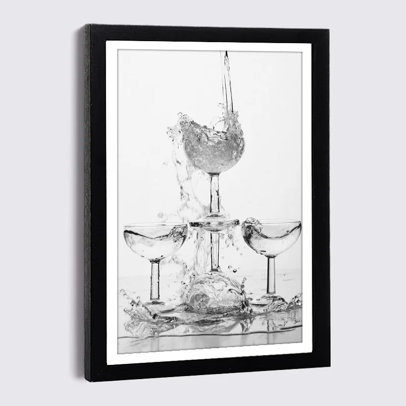 

Nordic Wine Glass Canvas Painting Photo Frames 5" 7" 8" Black Picture Frame Modern Art Luxury Photo Wall Home Decor Wooden Frame