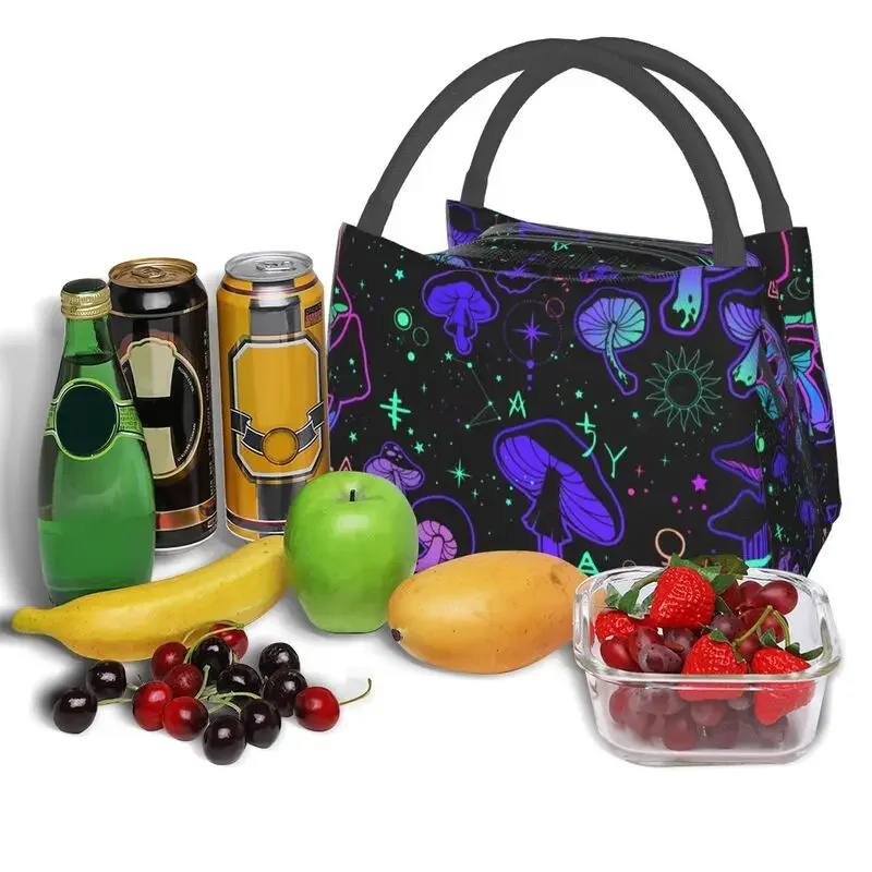 Aangepaste psychedelische paddestoelen symbolen Boho lunchtas mannen vrouwen koeler warme geïsoleerde lunchboxen picknick kamperen werk reizen