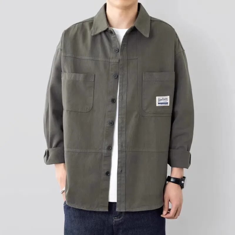 

Men's Long Sve Casual irt Wear-Resistant ket Workwear Spring Autumn Slim Fit Dirt-Resistant Chinese Brand Youth Faion