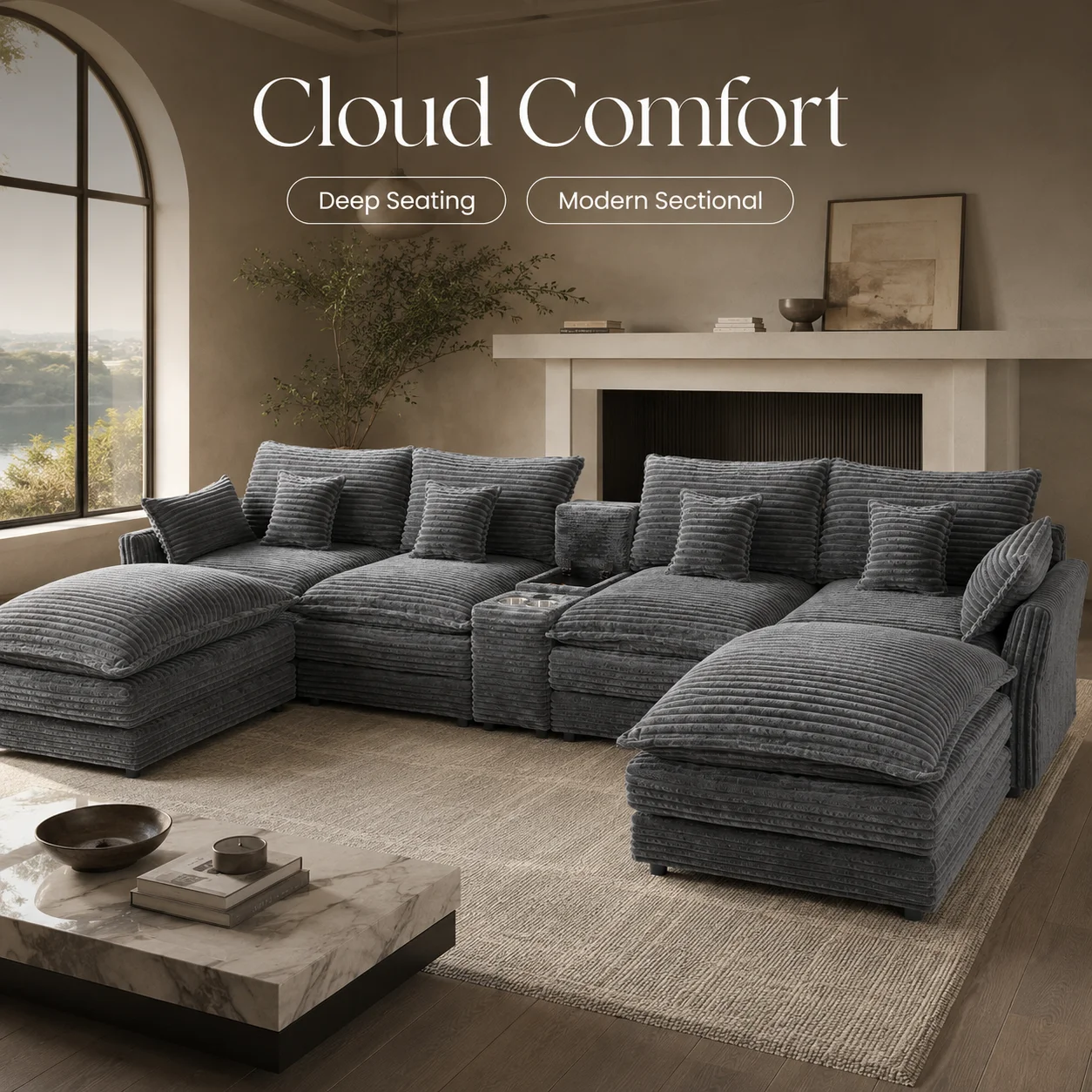 Home Office Furniture Sets - Set Sofa Bentuk U 7 Bagian