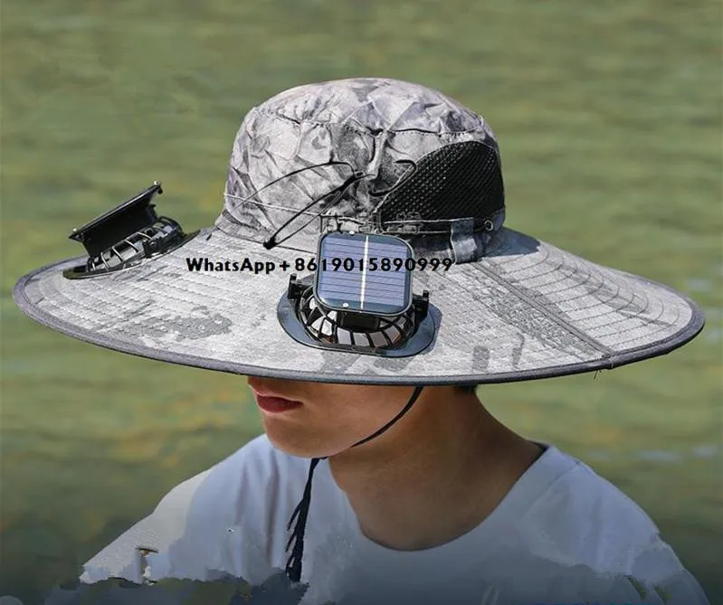 

8colors USB Charging Solar Fan Hat with Large Brim Sun Hat for Summer Outdoor Anti-ultraviolet Fishing Sun Hat