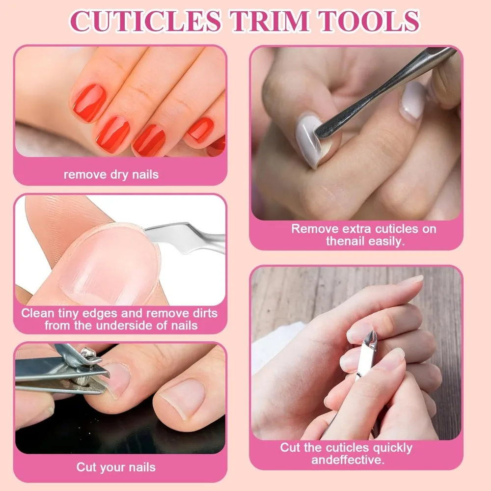 Juego de 6 manicura 12 en 1, Kit de cuidado de pedicura de uñas, limas de uñas 100/180, bloques de amortiguación, pinzas para quitar cutículas, cortaúñas, Cu