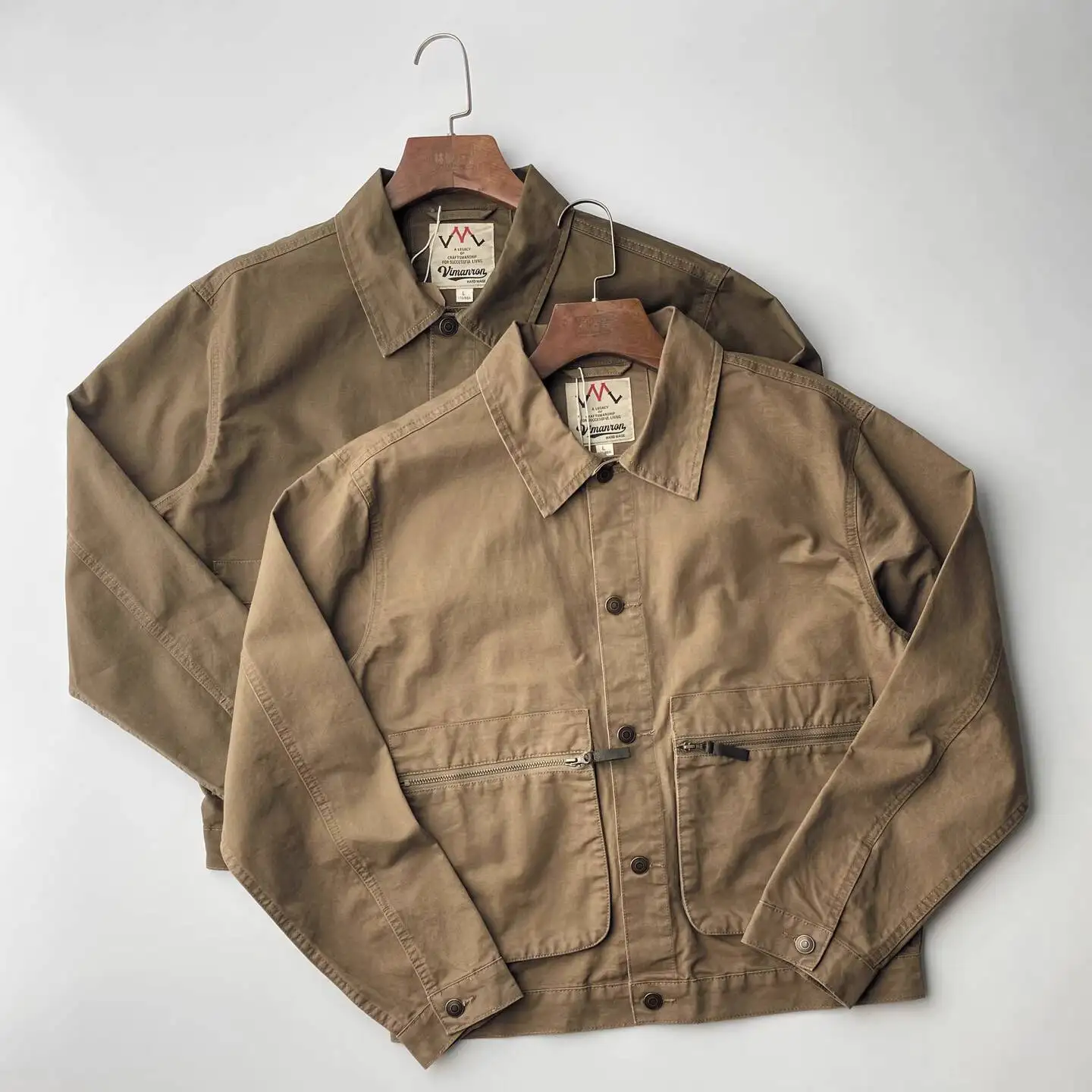 Men's Spring/Fall American Hardcore Casual Workwear Jacket Canvas Drop Shoulder Loose Fit Short Utilitarian Outerwear Coats