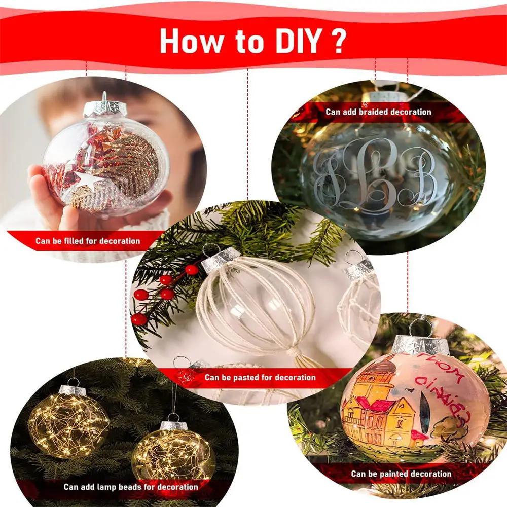 60/80/100mm Oval Transparent PET Christmas Ball Ornaments DIY Paintable Christmas Tree Hangng Pendant Home Christmas Decoration - Image 4