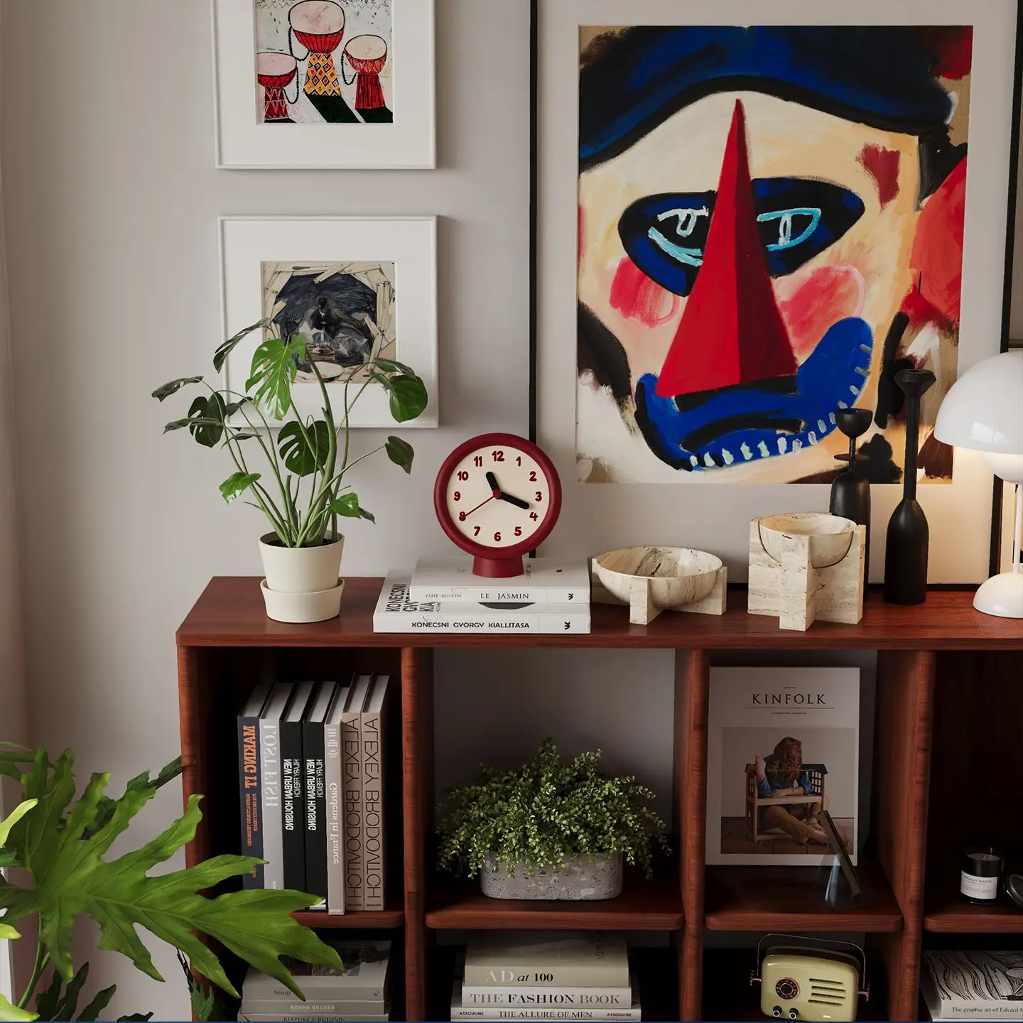 Ins Style Cartoon Art Creative Desk Clock for Kids Room Bedroom Silent Decorative