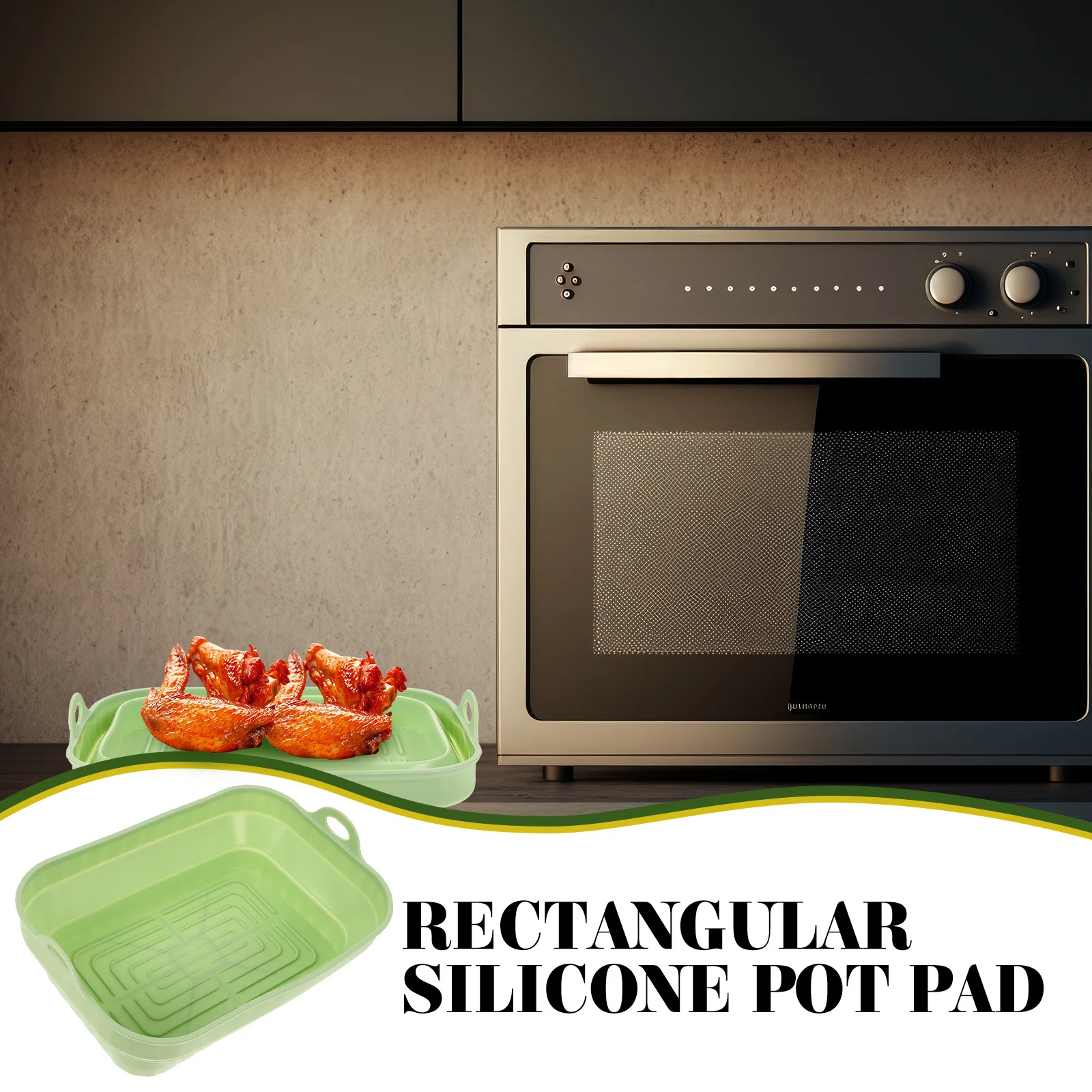 

Silicone Air Fryer Liner Double Handle Foldable Reusable Nonstick Baking Pad Heat Resistant Easy Clean Silicone Air Fryer Mat