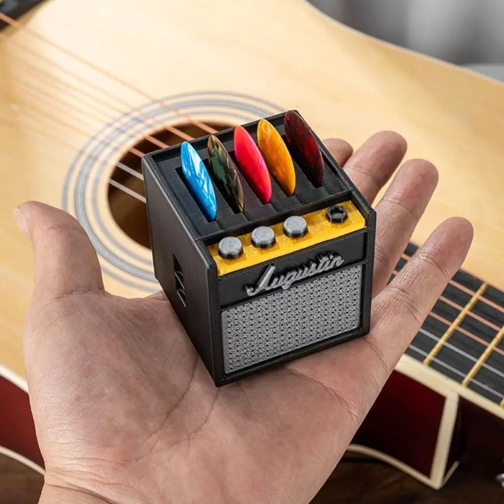 

Guitar Picks Holder Box, Amp Speaker Pick Holder with 5 Celluloid Guitar Picks, Guitar Pick Storage Box Set for Guitar, Bass, Uk