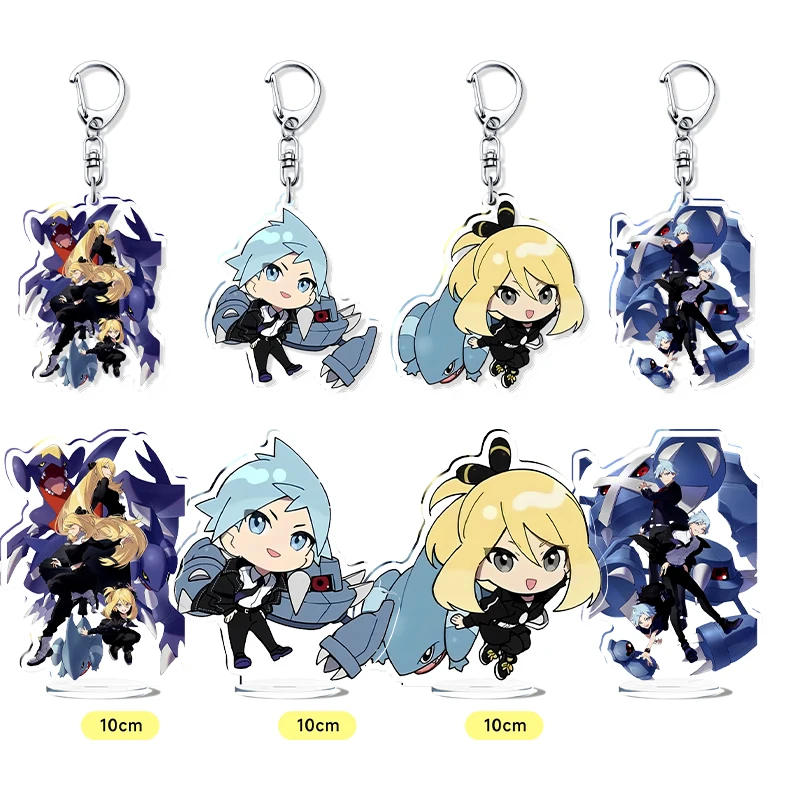

Kawaii Pokemon Garchomp Cynthia Anime Keychain Pendant Steven Stone Metagross Acrylic Standee desktop Ornaments Birthday Gift