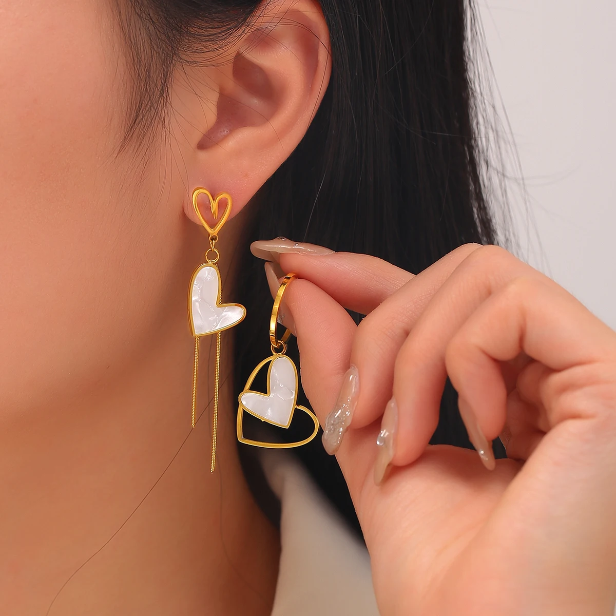 XINYIXIN-pendientes largos de acero inoxidable 316L para mujer, aretes colgantes con forma de corazón, joyería para niñas, regalos de cumpleaños y