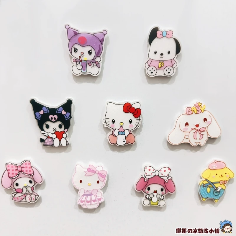 Sanrio Kawaii Cartoon Refrigerator Magnet Black Beauty Anime Peripheral Melody Magnet Creative Decoration Self-Adhesive DIY