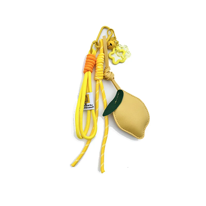 Cute Fruit Keychain Cartoon Lemon PU Leather Bag Pendant Birthday Gifts Car Keyring