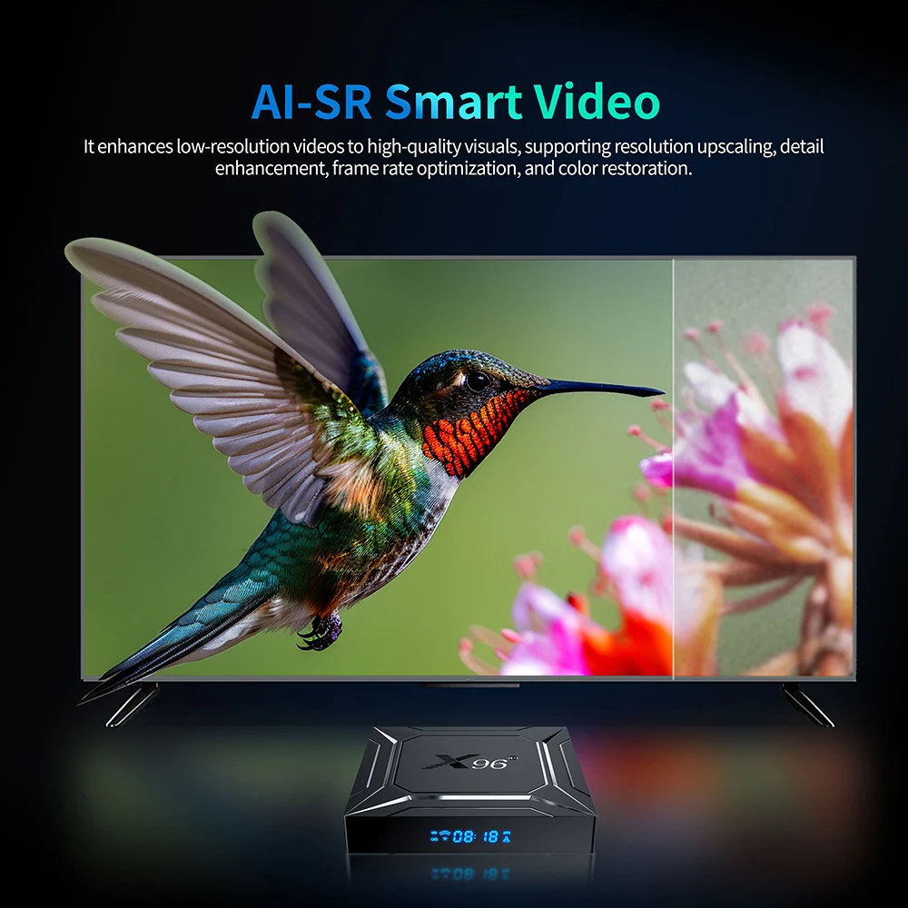 X96 M200 TV Box Android14 Amlogic S905X5M رباعي النواة ARM Cortex A55 دعم AI-SR AV1 4K ULTRA HD 1000M LAN Wifi BT Set Top Box