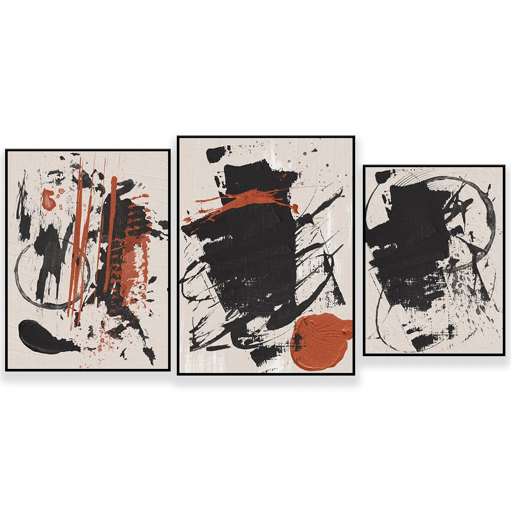 Schwarz-weiße abstrakte Wandkunst, zeitgenössische Kunst, moderne Kunst, abstraktes Ölgemälde. Posterdrucke.