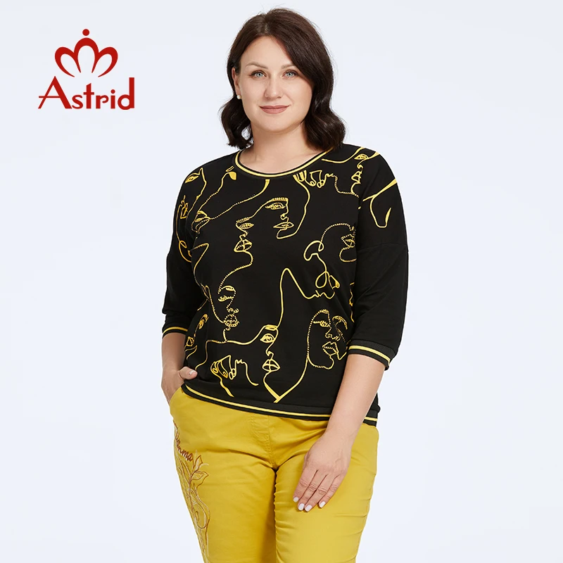 Aster D 2023-Camiseta de algodón para mujer, Top Vintage de gran tamaño con estampado gráfico de diamantes, ropa básica artesanal, camisetas para