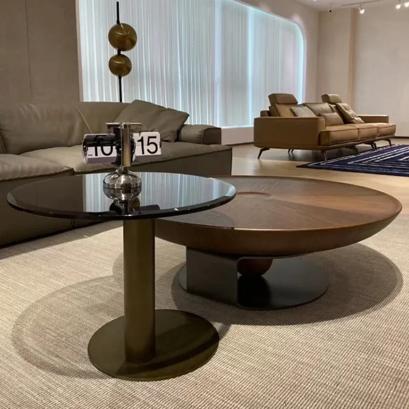 

Ji Ji feng Italian style minimalist Hu Tao color round coffee table light luxury exquisite simple living room personality creati