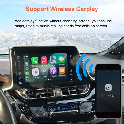 Bonroad Trådlös Carplay Android Auto För Toyota Yaris RAV4 Corolla Aygo Tacoma Camry C-HR Tundra Highlander 4Runner multimedia 10 best sales Toyota Aygo 2015 tillbehör - №3