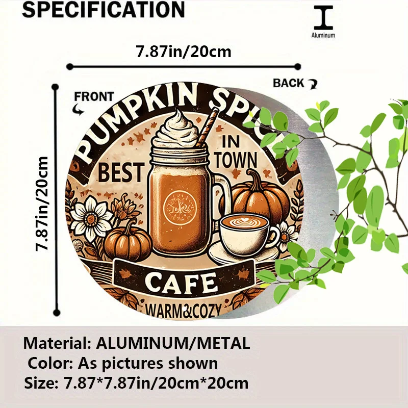 لافتة حائط من الألومنيوم على شكل قهوة اليقطين العتيق - ديكور معدني قديم للمنزل، المرآب، المقهى، مثالية لديكور الغرفة #2
