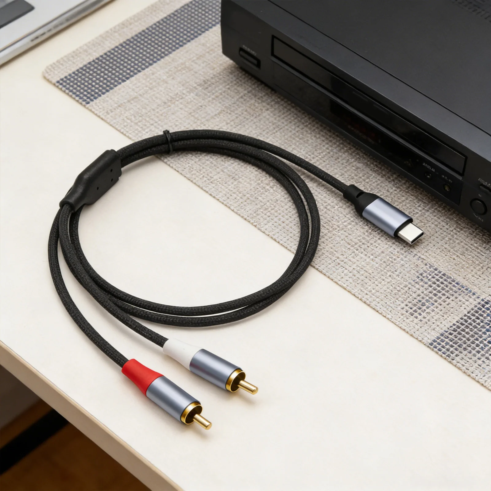 24Bit/96KHz USB C To RCA Audio Cable with DAC Chip Type C To RCA Adapter Wide Compatibility for Home Audio/Turntables/Amplifiers
