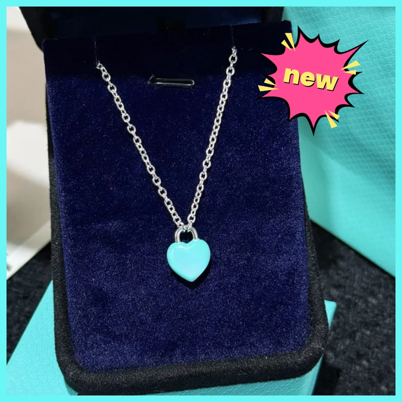 Collier d'amour bleu et bleu pour hommes et femmes, collier tendance et simple pour le shopping y la date