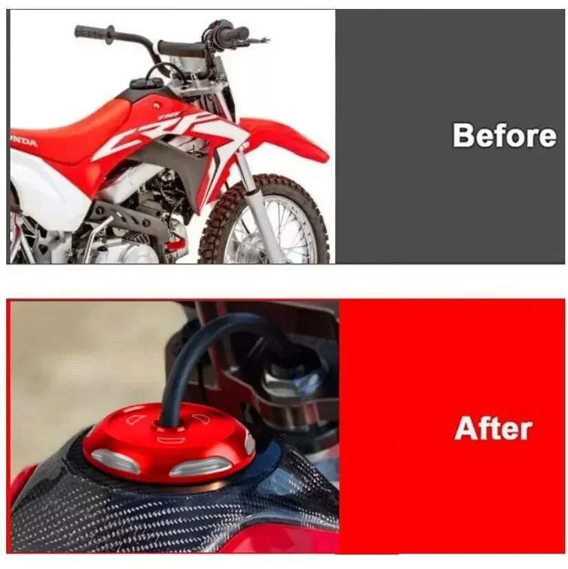 Red 3D Front Fuel Tank Gas Cap Cover For Honda CRF110 110F CRF125 125F 2019-2024