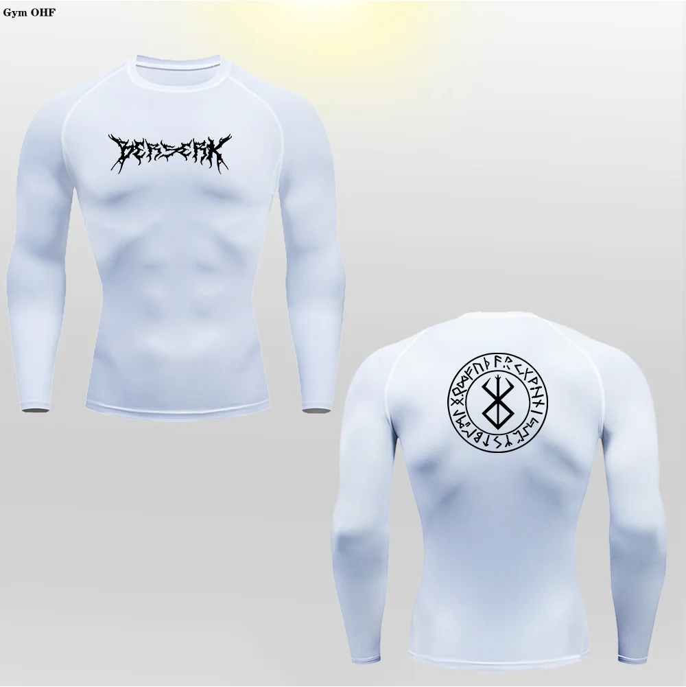 Men's Printed Tight Fitting T-shirt Long Sleeved Anime Theme Rashguard Compression Sweatshirt Athletic Top Jujitsu  Gym MMA