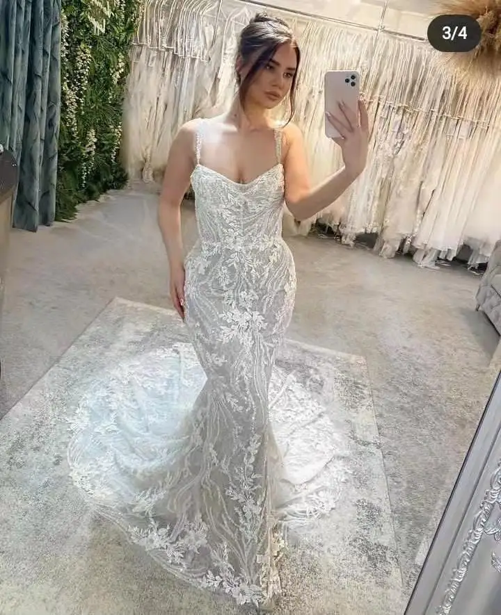 

Lakshmigown Plus Size Bohemian Wedding Dress 2024 Noiva Vestido Civil Beach Bridal Gowns Illusion Beading Lace Appliques