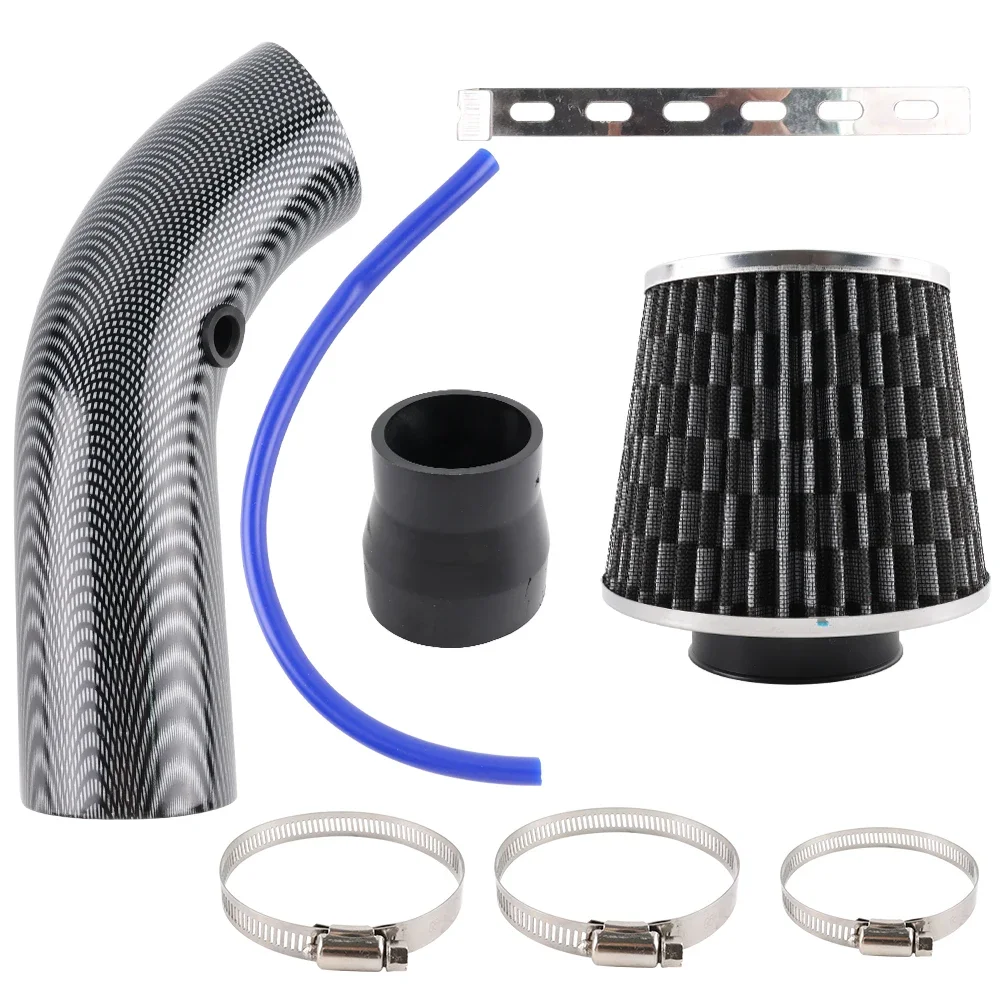 Sistema de admisión de aire frío Universal para coche de carreras, Kit de tubo de inducción Turbo de aluminio con entrada de filtro de aire cónico,