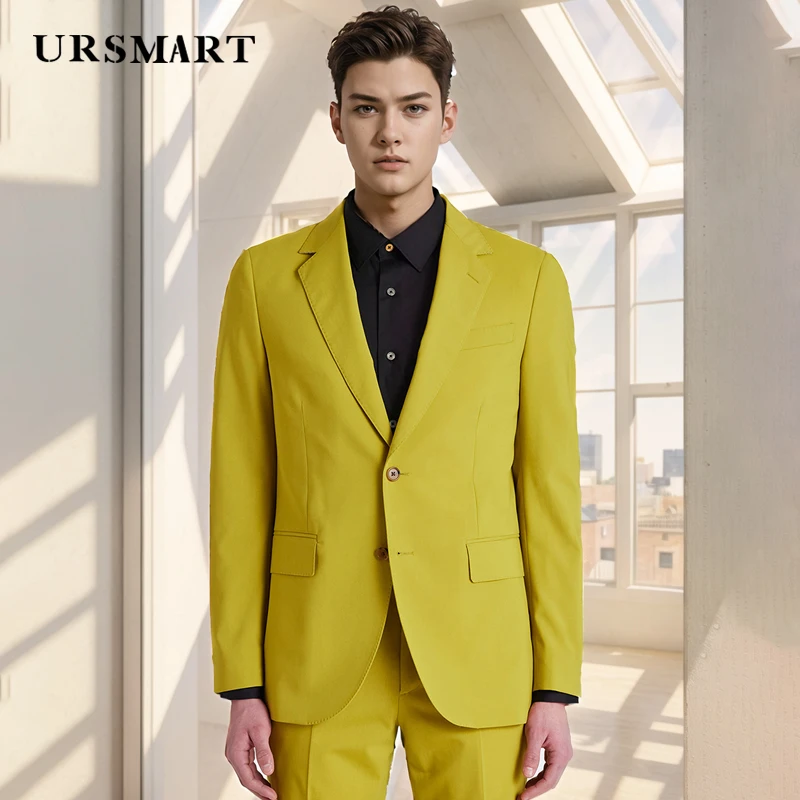 Classic Flat Collar Men's Casual Suit British Trendy Gentleman Style Spring and Autumn New Product Tailored Men's Suit