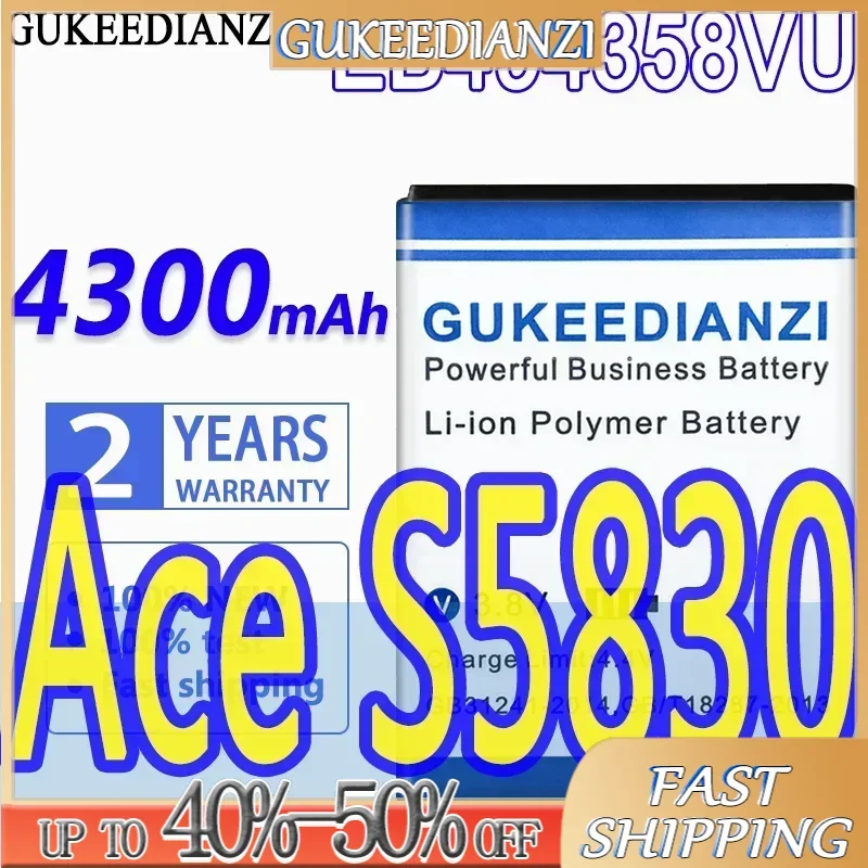 

Аккумулятор GUKEEDIANZI большой емкости EB 494358 VU 4300 мАч для Samsung Galaxy Ace S5830 S6802 B7510 i569 i579 i619