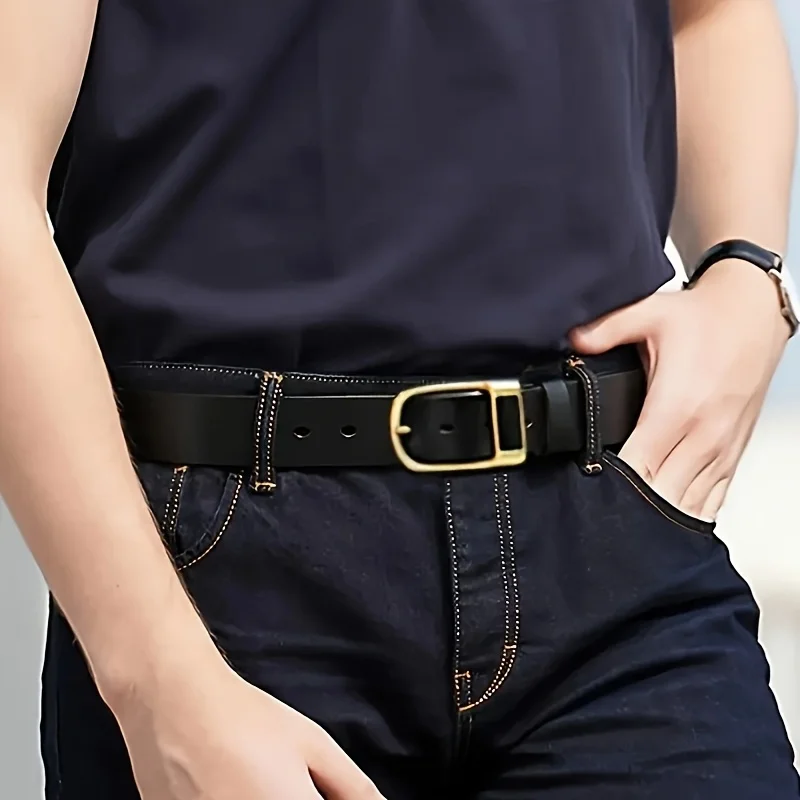 

Luxury High-quality Men's Business Casual PU Belt Exquisite Pin Buckle Denim Retro Belt Trendy Men's Fashion Designer