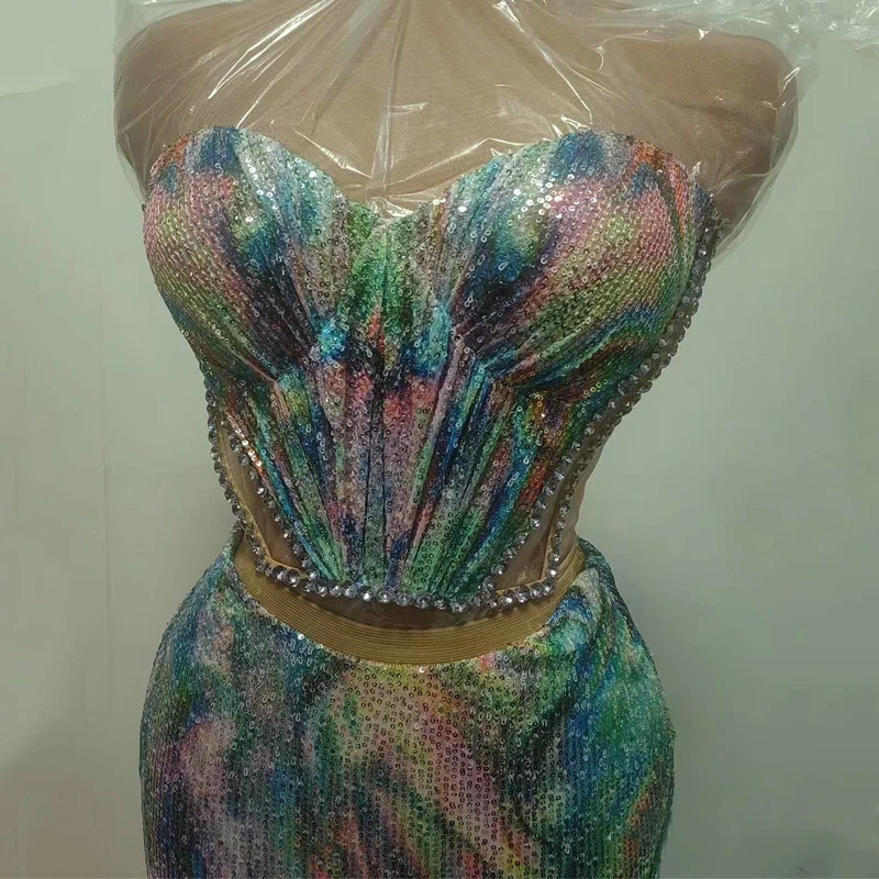 Vestidos de fiesta y Festival, ropa de baile de Jazz con lentejuelas coloridas, traje de noche, Bar, DJ, cantante, ropa para actuación en escenario
