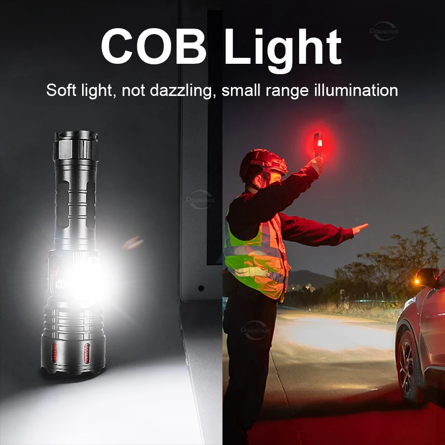 100000 Lumen Rechargeable Torch Magnetic Attraction Ultra Powerful Flashlight USB High Power LED Flashlights Waterproof Zoom