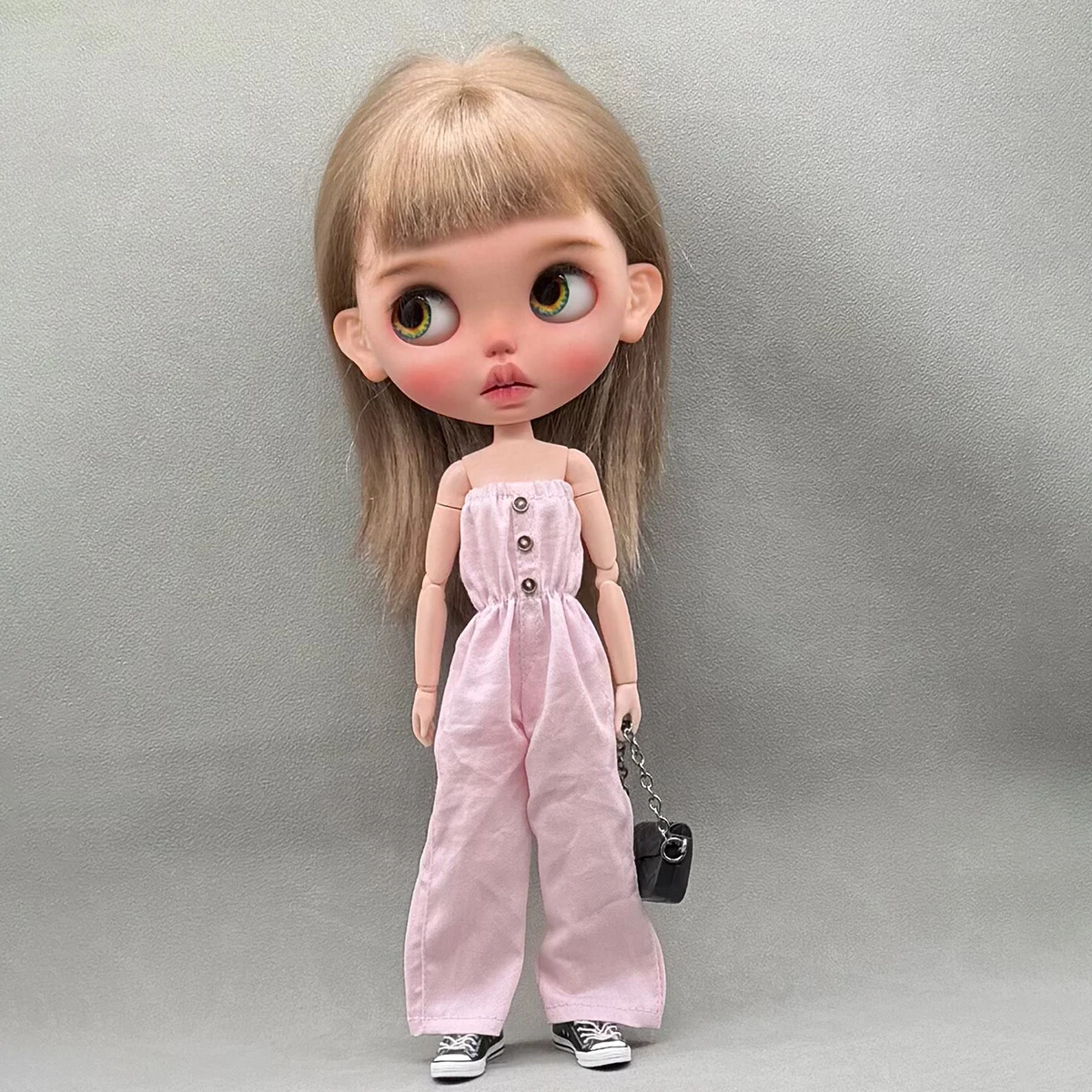 

Одежда и аксессуары для кукол Blyth 30 см: модный повседневный розовый комбинезон с открытыми плечами для кукол Blyth с 19 суставами, OB24, OB27, Babi.