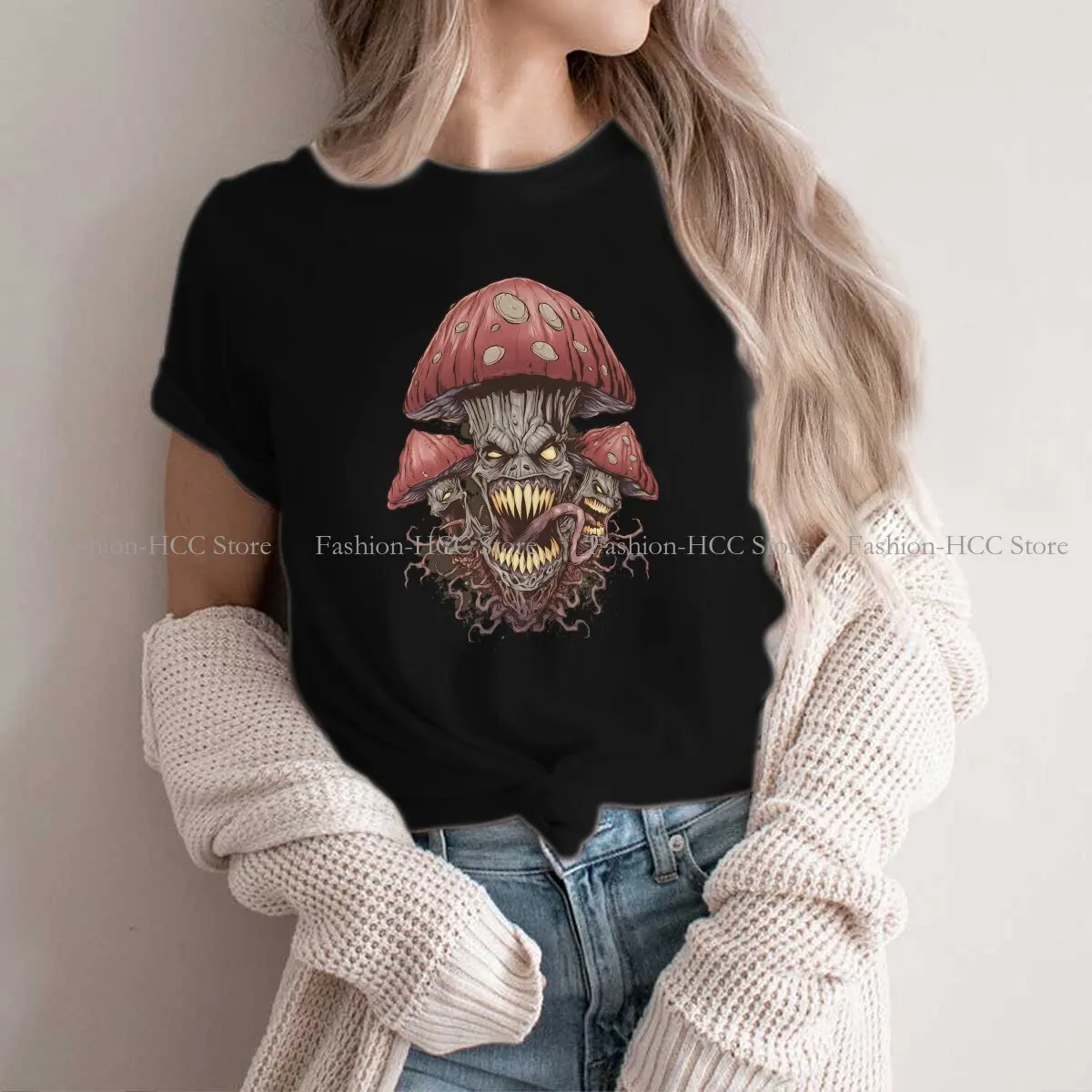 Magic Mushroom Polyester TShirts Evil Distinctive Homme T Shirt Hipster Tops