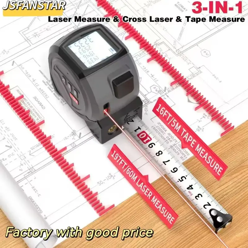 40M measurement digital 3 in 1 large screen laser ranging with laser level